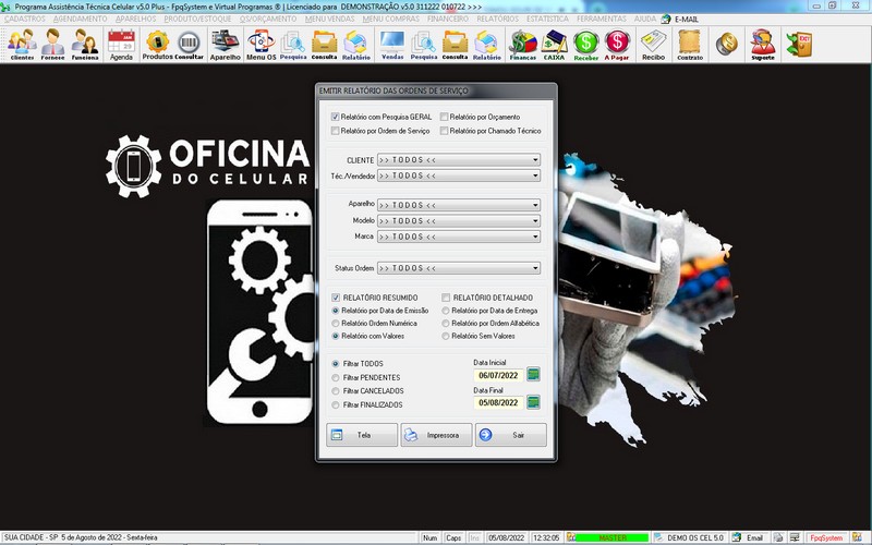 Programa OS Assist�ncia T�cnica para Celular 5.0 Plus