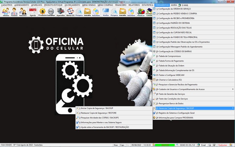 Programa OS Assist�ncia T�cnica para Celular 5.0 Plus