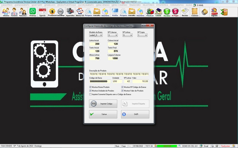 Programa OS Assist�ncia T�cnica para Celular 6.0 Plus