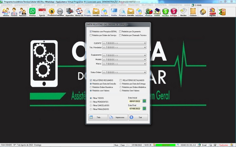 Programa OS Assist�ncia T�cnica para Celular 6.0 Plus