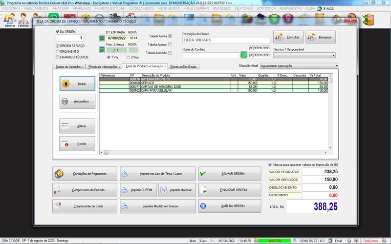 Programa OS Assist�ncia T�cnica para Celular 6.0 Plus