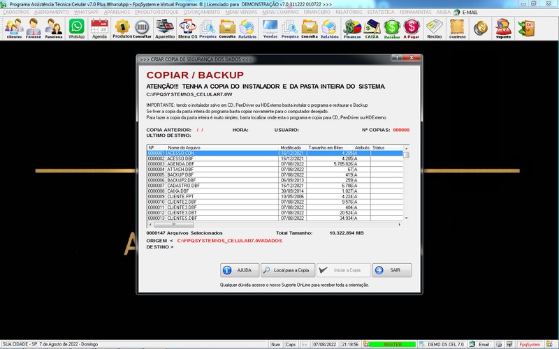 Programa OS Assist�ncia T�cnica para Celular 7.0 Plus