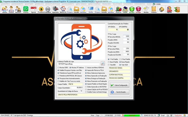 Programa OS Assist�ncia T�cnica para Celular 7.0 Plus