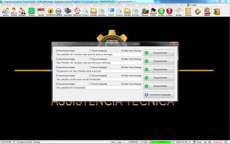 Programa OS Assist�ncia T�cnica para Celular 7.0 Plus