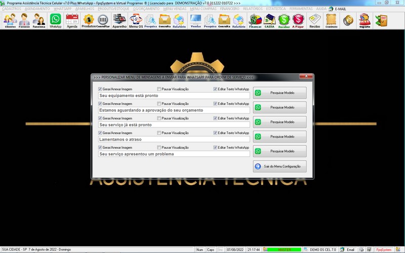 Programa OS Assist�ncia T�cnica para Celular 7.0 Plus