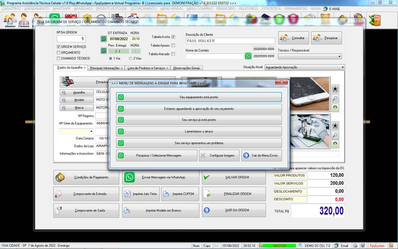 Programa OS Assist�ncia T�cnica para Celular 7.0 Plus