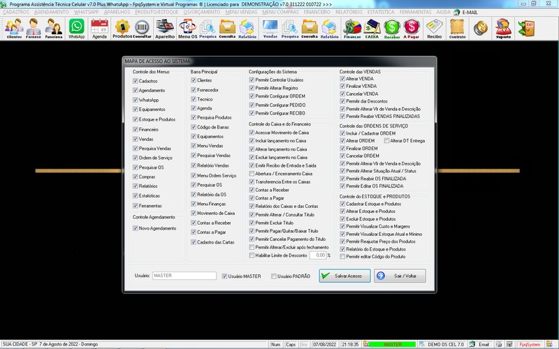 Programa OS Assist�ncia T�cnica para Celular 7.0 Plus
