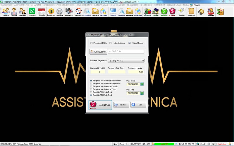 Programa OS Assist�ncia T�cnica para Celular 7.0 Plus