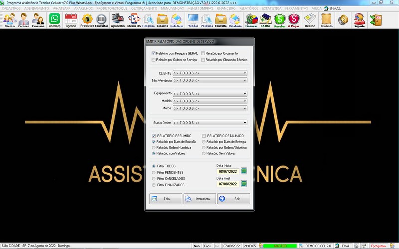 Programa OS Assist�ncia T�cnica para Celular 7.0 Plus