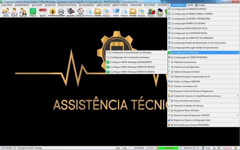 Programa OS Assist�ncia T�cnica para Celular 7.0 Plus