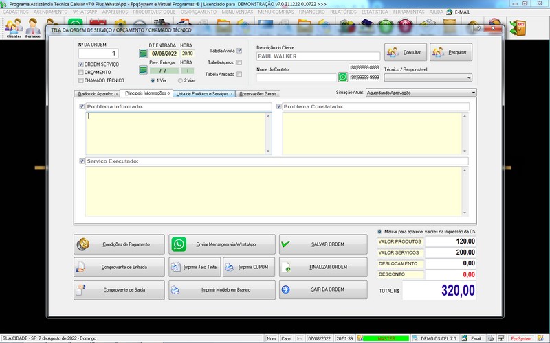 Programa OS Assist�ncia T�cnica para Celular 7.0 Plus