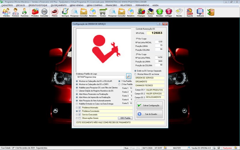 Programa OS Oficina Mecanica com Ordem de Servi�o e Financeiro v4.0