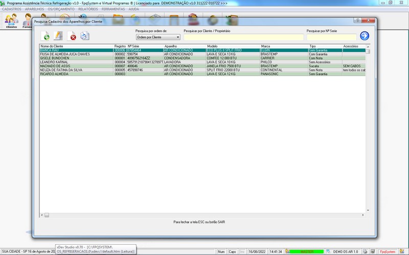 Programa OS Assist�ncia T�cnica para Refrigera��o 1.0 Plus