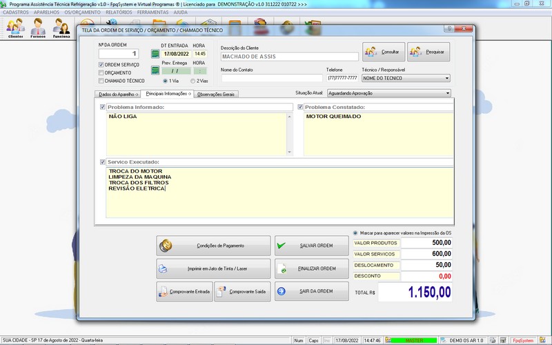 Programa OS Assist�ncia T�cnica para Refrigera��o 1.0 Plus