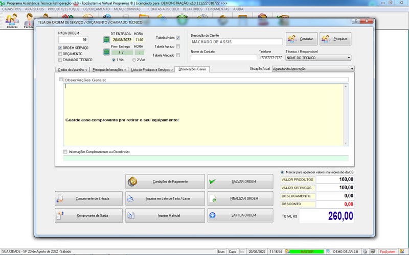 Programa OS Assist�ncia T�cnica para Refrigera��o 2.0 Plus