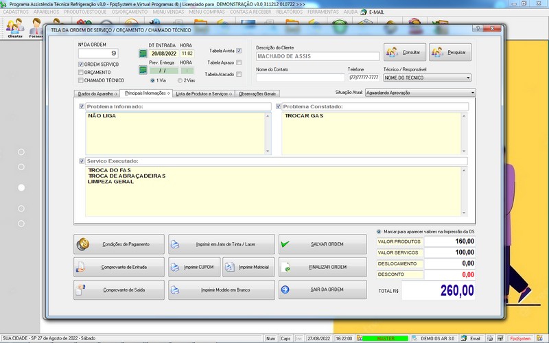 Programa OS Assist�ncia T�cnica para Refrigera��o 3.0 Plus