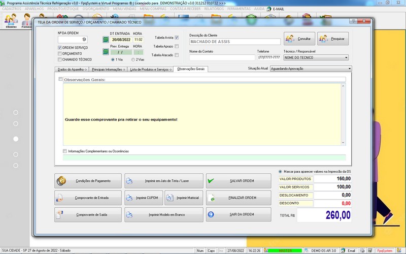 Programa OS Assist�ncia T�cnica para Refrigera��o 3.0 Plus
