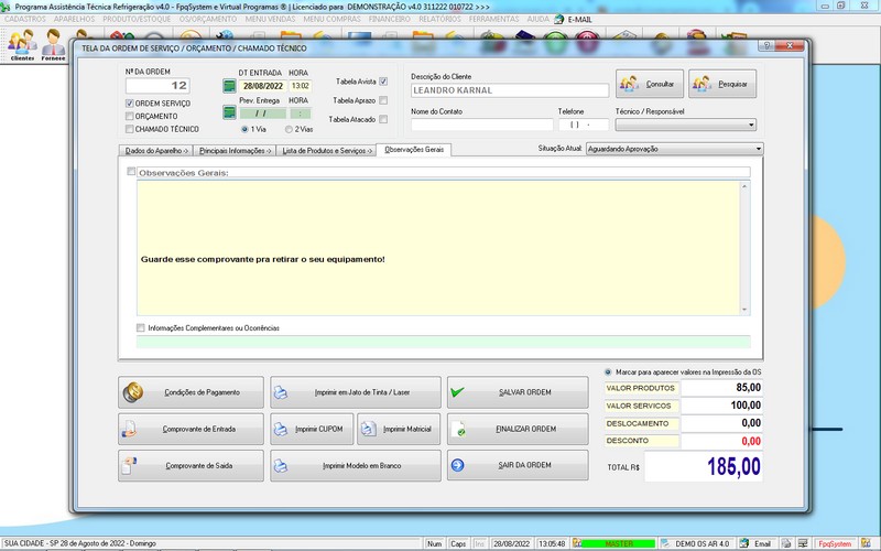Programa OS Assist�ncia T�cnica para Refrigera��o 4.0 Plus