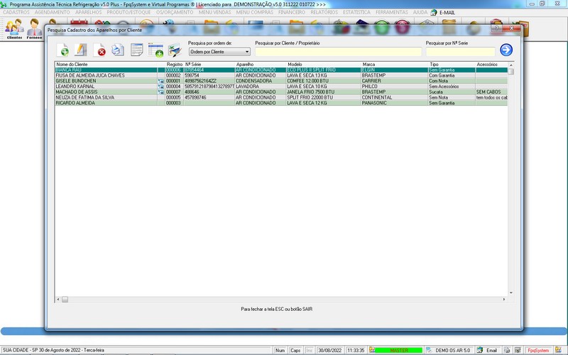 Programa OS Assist�ncia T�cnica para Refrigera��o 5.0 Plus